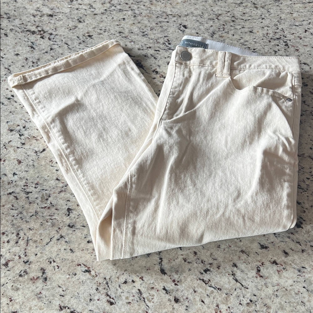 Wit & Wisdom Cream Elastic Waist Denim Pants